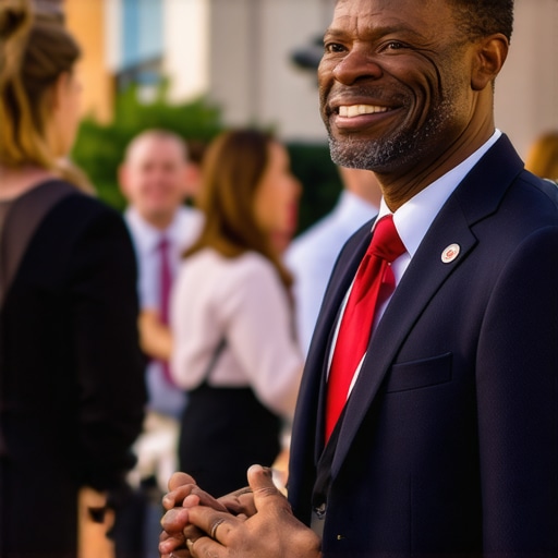 Business owner engaging with local community at Austin outdoor event