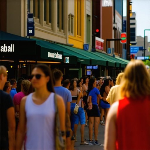 Austin street scene with local businesses and community events