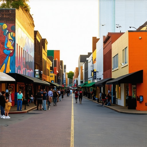 Austin street scene with local businesses and community events