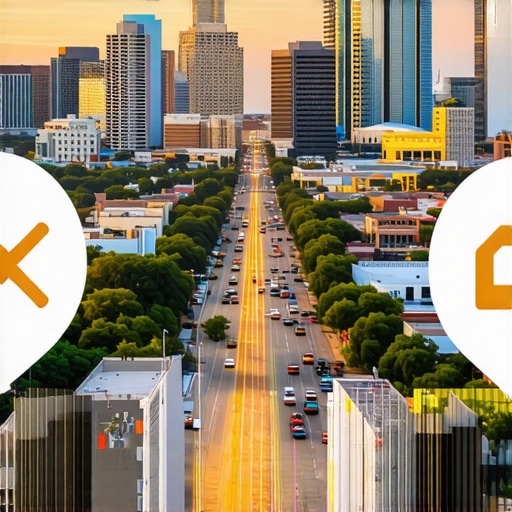 Austin cityscape with digital marketing icons for SEO