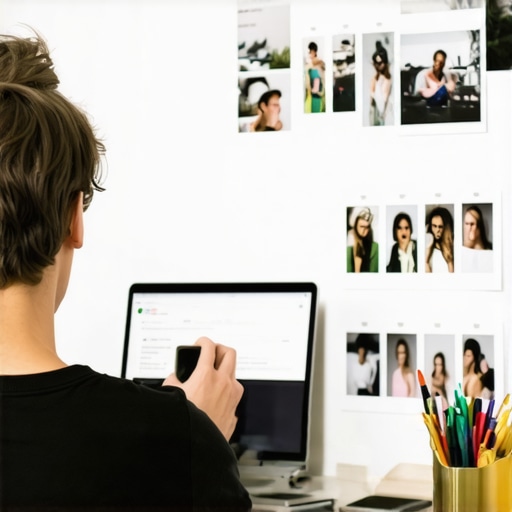 Business owner adding photos and keywords to Google My Business profile.