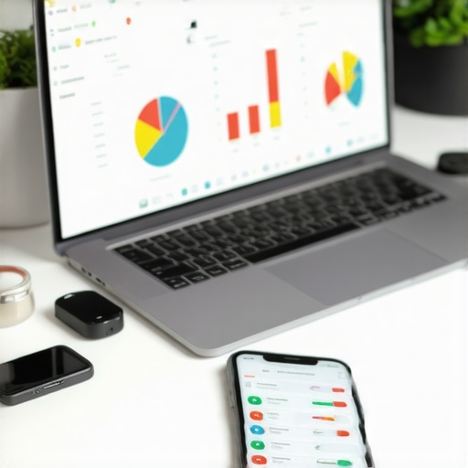 Laptop and smartphone displaying local SEO analytics and rankings