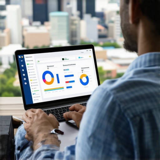 Person reviewing local SEO metrics on a laptop with Austin skyline