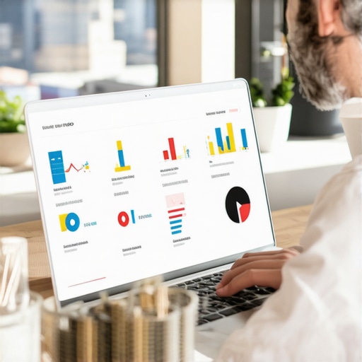 Austin SEO Specialist Using Tools Person analyzing local SEO data on a laptop with Austin skyline in background