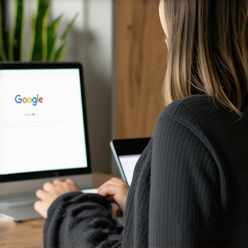 Optimizing GMB Profile in Austin Austin business owner optimizing Google My Business profile on a laptop