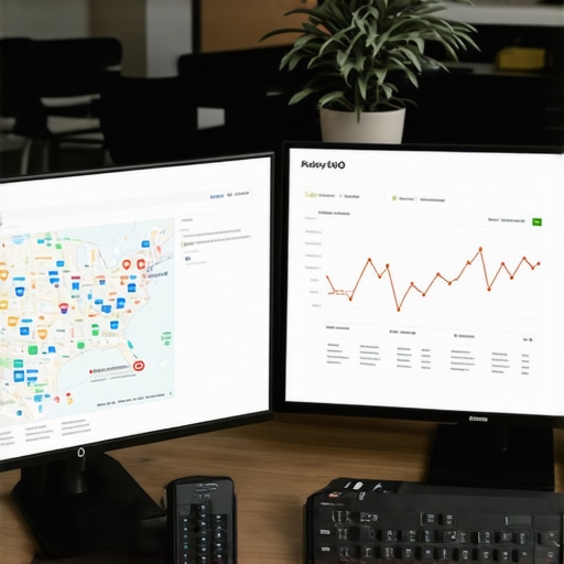 Screenshot of SEO analytics and local ranking charts for Austin businesses.