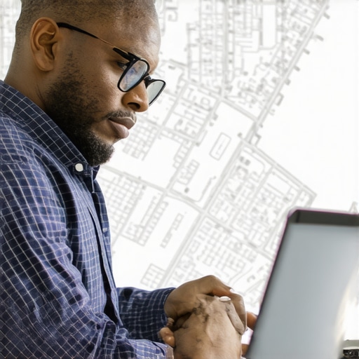 Austin Local SEO Tools in Action Marketing professional using SEO tools on laptop with Austin map