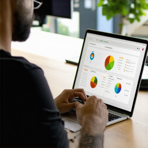 Person analyzing local SEO data on a laptop in Austin office.