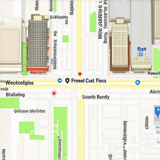 Austin city street with local businesses and Google Maps overlay.