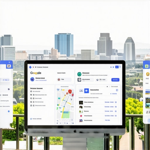 Dashboard showing Google My Business profile optimization with Austin landmarks