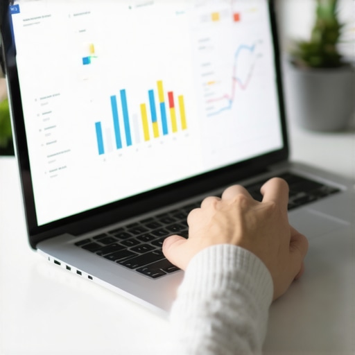 Person analyzing SEO dashboard with local Austin market data on laptop