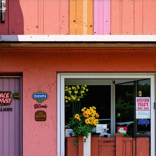 Authentic Austin storefront with signage and landmarks in natural light.