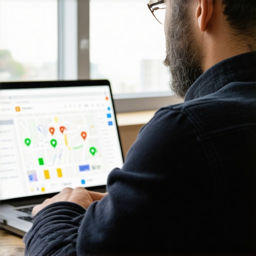 Austin business owner updating photos and reviews on Google My Business