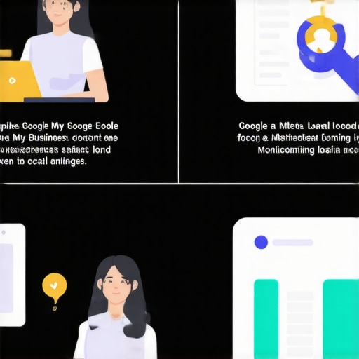 Business owner optimizing Google My Business profile with local content and map data.